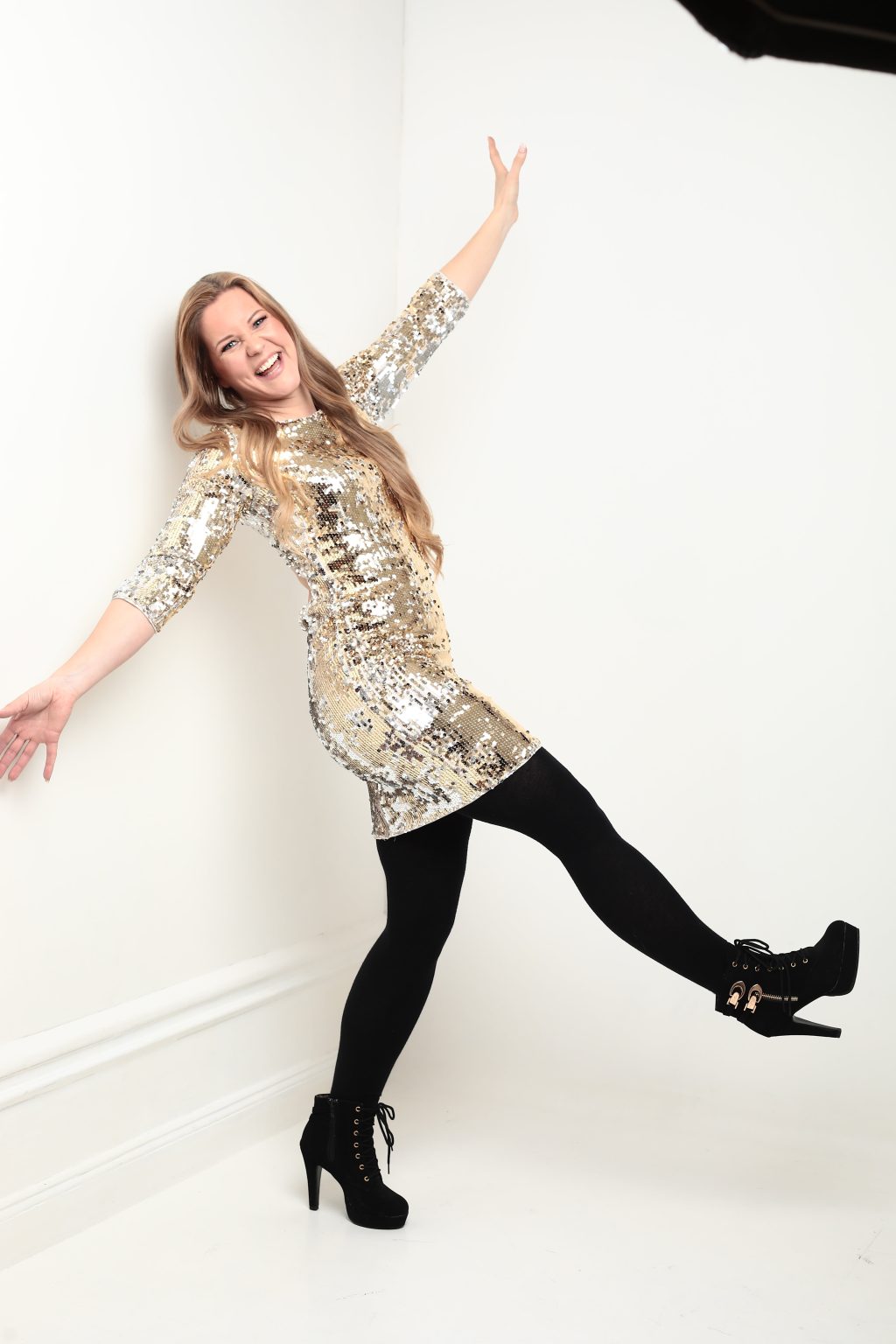 Full length, movement, white background