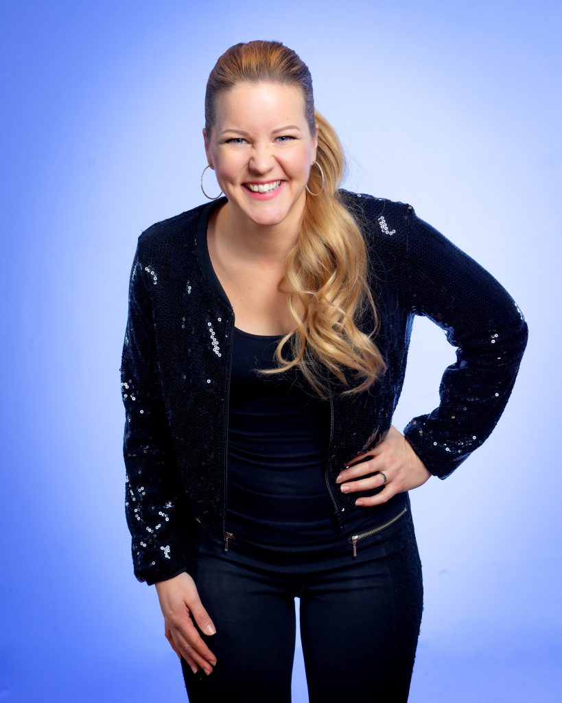 Portrait, blue background